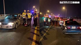 駕駛下車擺放三角錐，遭後放駕駛撞飛拋到對向車道再被撞，身首分離。（圖／翻攝畫面）