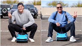 ▲大谷翔平惡作劇贈送總教練羅伯茲「迷你保時捷」。（圖／翻攝自道奇隊X）