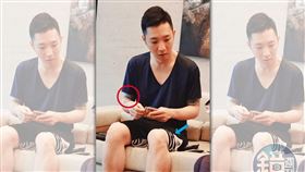 劉男時常穿著1件黑色條紋短褲，手上紋有特殊的刺青（紅圈處）。（當事人提供）