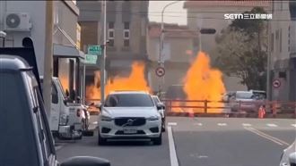 瓦斯外洩烈火燒！砰一聲工地冒火衝3樓高