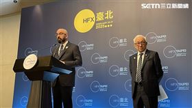▲曹興誠（右）出席2025「哈利法克斯台北論壇」（HFX Taipei），HFX主席Peter Van Praagh（左）（圖／記者高逸帆攝影）