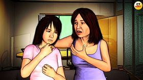 恩恩向母親傾訴自己遭繼父性侵多年，恩媽卻以「他還能賺錢」為由，要恩恩忍耐一下。（圖／本刊繪圖組）