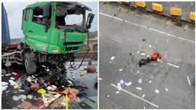 台61,聯結車,平面道路,自撞（圖／翻攝畫面）