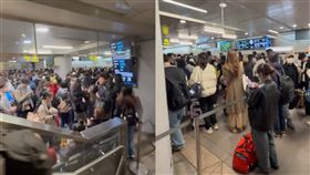 高鐵台北站「人潮擠爆」。（圖／Threads@liontalke授權提供）