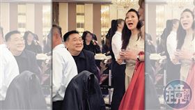 楊繡惠（右2）與白雲（左）在友人的春酒宴，上演大和解戲碼。（讀者提供）