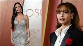 黛咪摩爾（左）能否封后、BLACKPINK的成員Lisa（右）表演，成為典禮一大亮點。（圖／美聯社／達志）