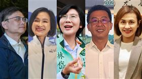 國民黨柯志恩（左2）、民進黨賴瑞隆（左1）、林岱樺（中）、邱議瑩（右1）、許智傑（右2）均表態參選2026高雄市長。（圖／翻攝自臉書）