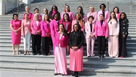 民主黨人約好穿粉色套裝展現團結與對川普的抗議。民主黨眾議員松井佳壽恵的X