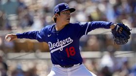 ▲山本由伸熱身賽先發5局飆7K。（圖／美聯社／達志影像）