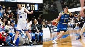 日本BLG聯盟名古屋戰鷹曾祥鈞、滋賀湖泊游艾喆，3月2日首度在例行賽正面交鋒。（合成圖／Baller籃球誌提供）