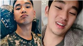 金秀賢當兵滿臉鬍渣、發福水腫的模樣，與螢光幕上男神形象判若兩人。（翻攝自《橫豎研究所》YouTube）