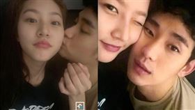 金賽綸與金秀賢的這兩張自拍照為同一天拍攝，經紀公司表示拍攝於2020年初的冬天，是交往時拍的。（截圖自《橫豎研究所》，右為網路圖片）