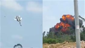 快訊／中國戰鬥機失事墜毀！飛行員成功跳傘　原因調查中	（圖／翻攝自李老師不是你老師X）