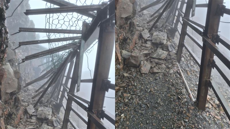 新／玉山步道「風口鐵柵欄」塌陷脫離