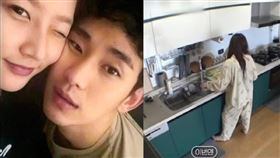 金賽綸與金秀賢的這兩張自拍照為同一天拍攝，經紀公司表示拍攝於2020年初的冬天，是交往時拍的。（截圖自《橫豎研究所》，右為網路圖片）