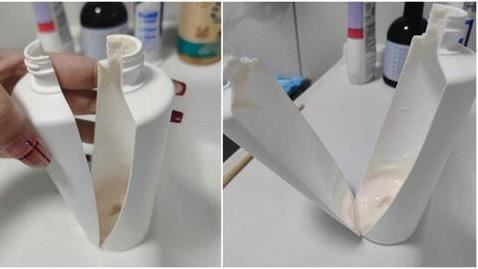 乳液快用完、人妻請尪切一半…慘況曝光！