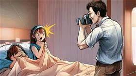 台南某國小校長隱匿男老師（右）進入女同學房間偷拍的事件，遭記2支申誡。（示意畫面，AI繪圖Adobe Firefly生成，本刊美術組後製）