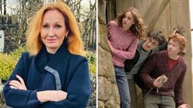 JK羅琳（左圖）因跨性別議題與《哈利波特》3主演艾瑪華森（右圖左起）、丹尼爾雷德克里夫、魯伯葛林特撕破臉。（翻攝X@jk_rowling、IMDb）