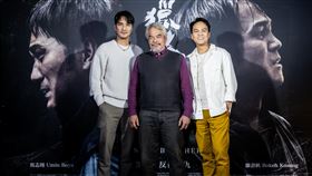 《獵人兄弟》，昨（20日）導演蘇弘恩率領主演馬志翔、徐詣帆、林慶台、巫惠玲、許靈勻、洪金輝以及宣傳曲歌手沈駿共同出席首映會。（圖／牽猴子提供）