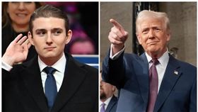 川普（右圖）向來對19歲的兒子巴倫（左圖）感到驕傲。（翻攝X@TrumpBarron__、X@WhiteHouse）
