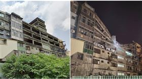 台中大樓塌成V字型！當地人：上週就見一個洞一個洞塌陷了 對比照 圖/翻攝自清水小鎮臉書、GOOGLE MAPS