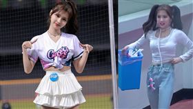  全恩菲倒垃圾畫面曝光，被捕捉到一絲落寞神情。（組合圖／翻攝自내맘찍영 YouTube）