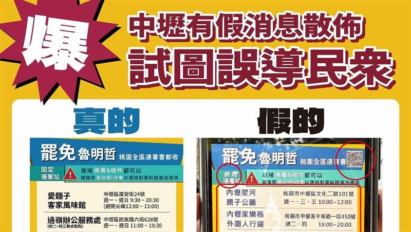 罷免連署假圖卡流傳！桃園罷團批誤導民眾