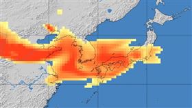 來自中國的沙塵暴，明將襲日本與南韓。（圖／翻攝自荒木健太郎X平台）