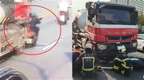 台北市,南港區,騎士,視線死角,水泥預拌車,駕駛,車禍▲圖片描述。（圖／翻攝畫面）
