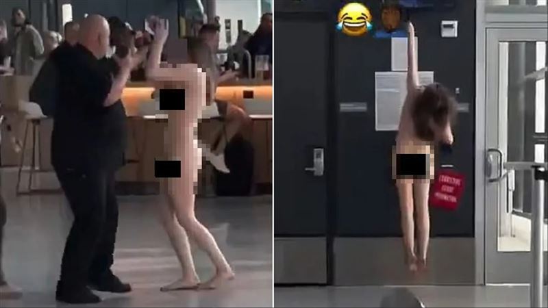 美女全裸大鬧機場！起乩飛高高眾人不敢救