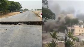 仰光至曼德勒的高速公路地面斷裂，無法通行。（圖／翻攝自X@Myaelatt_Athan）