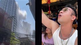 Sam Lin親眼見到曼谷當地災情，讓他感到驚恐。（組合圖／翻攝自samlinmusic  IG）