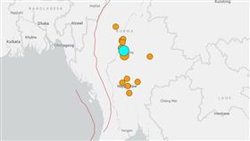 緬甸地震。圖/美國USGS
