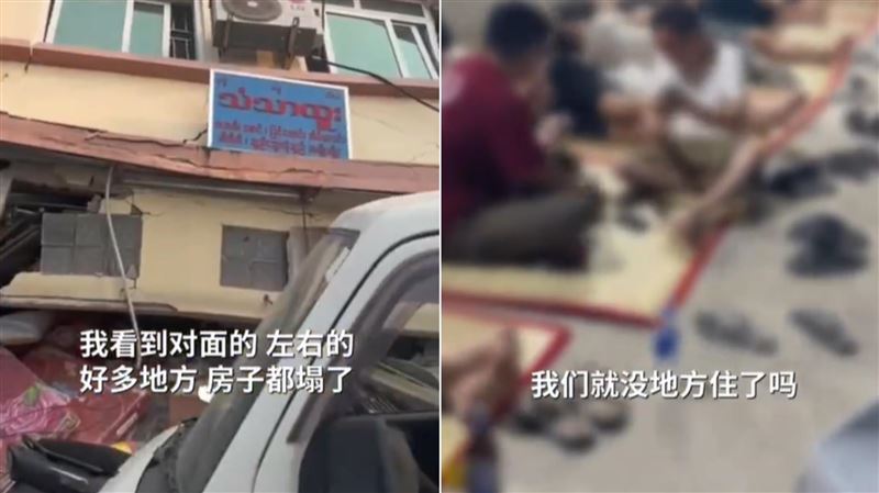 中國商人逃地震…回頭一看：沒地方住了嗎