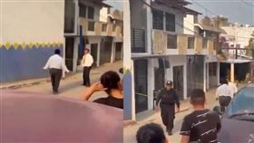 有2間殯儀館的工作人員為了搶遺體，在街頭大打出手後，其中一人掏刀襲擊，有警察路過卻沒理，引起網友討論。（圖／翻攝自X）