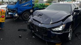 國道,千萬級,車禍,瑪莎拉蒂,小貨車（圖／翻攝畫面）