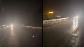 國道爆雨「車頭燈逆向來」警跟用路人怒了（圖／翻攝畫面）