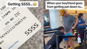 ▲韋爾澤拉男友因登機證被印「SSSS」，遭嚴格安檢，全身被摸透。（圖／翻攝自TikTok）