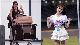 全恩菲昨稍早推著多箱大型行李現身桃機，開心揮手大批粉絲接機。（圖／讀者提供）