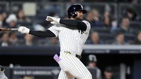 ▲多明奎茲（Jasson Dominguez）炸裂本季首轟。（圖／美聯社／達志影像）