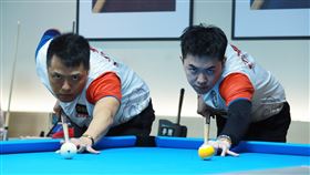 ▲世界運動會男子撞球項目，台灣國手張榮麟（左）與吳坤霖。（圖／取自CTPBA）
