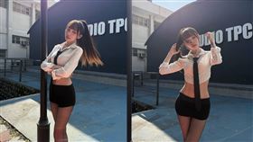 林襄「黑絲OL裝」螞蟻腰、蜜大腿全都露。（圖／翻攝自IG @95_mizuki）