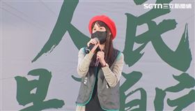 ▲「板橋大刪元」發言人莫莉出席民進黨「人民是頭家」政策宣講會新北市板橋場。