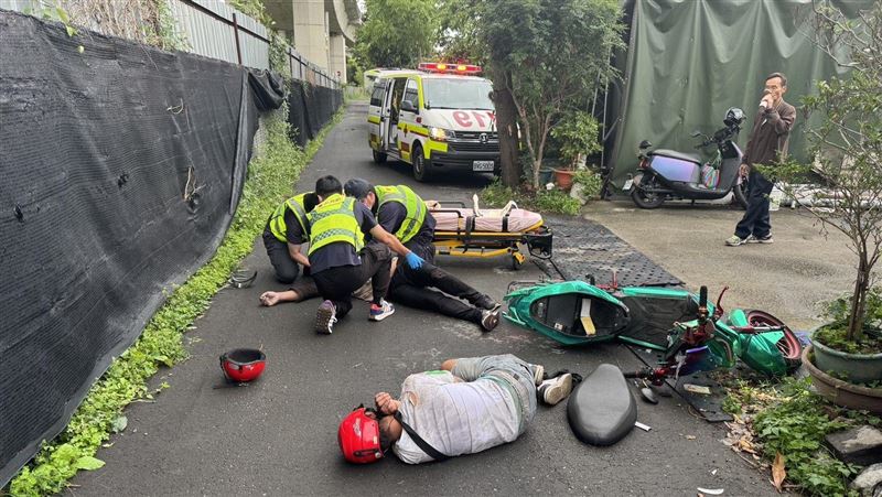 新／台中機車雙載自摔！40歲男撞破頭命危