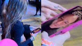 ▲Lisa拿出手機拍時，被發現手機桌布疑似LV三公子。（圖／翻攝自微博）