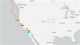美國加州聖地牙哥規模5.2淺層地震　洛杉磯也搖晃有感　圖／USGS