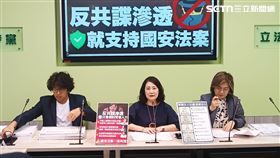 民進黨立法院黨團今（15）日召開「反共諜滲透 就支持國安法案」記者會。（圖／記者盧素梅攝影)