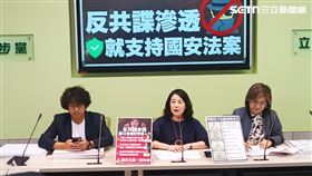 民進黨立法院黨團今（15）日召開「反共諜滲透 就支持國安法案」記者會。（圖／記者盧素梅攝影)