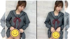  日本AV女優松本一香，分享2張穿著學生服掀開裙子露出內褲的照片，遭網友毒舌評論意外引爆話題。（圖／翻攝自X）