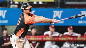 ▲中職36年例行賽，統一獅一壘手林培緯高飛犧牲打送回邱智呈。（圖／記者劉彥池攝影）